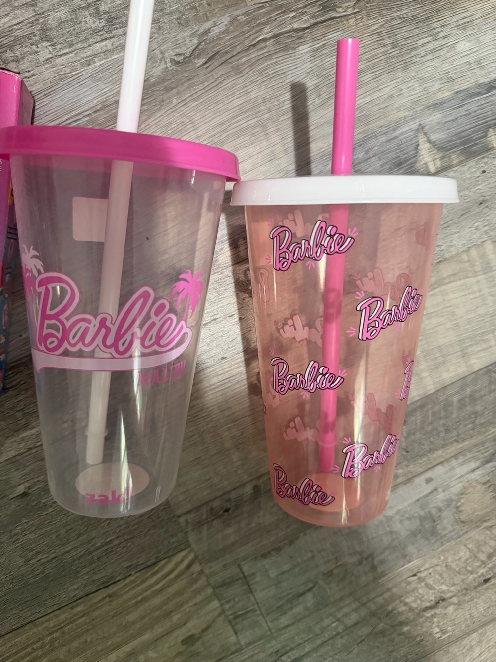 Barbie Pink and White Party Tumblers with Straws - Set of 2